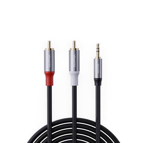 كابل AUX3.5 مم إلى RCA [1 متر]، كابل RCA ذكر إلى 3.5 مم ذكر جاك سماعة رأس ستيريو كابل Aux أحمر وأبيض متوافق مع التلفزيون والهاتف والكمبيوتر المحمول ووحدة تحكم DVD ومكبر صوت هاي فاي ومكبر صوت السيارة (6FT) in Kuwait