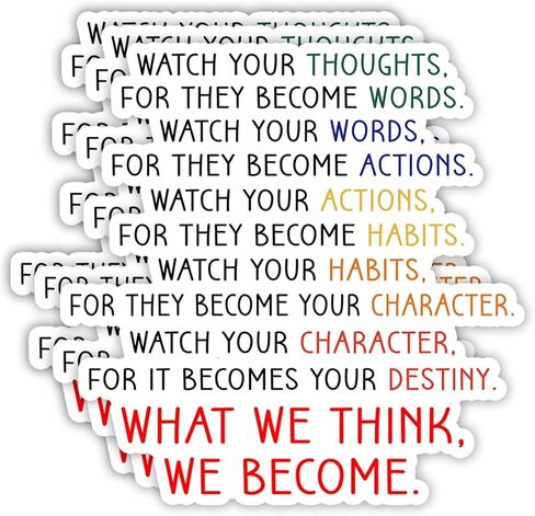 (3Pcs) Watch Your Thought for They Become Words, What We Think We Become Sticker Inspirational Sayings Motivational Vinyl Decals for Tumbler Laptop Water Bottles Books Phone - Size 3x3 Inches in Saudi Arabia