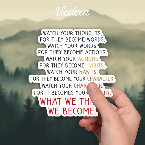 (3Pcs) Watch Your Thought for They Become Words, What We Think We Become Sticker Inspirational Sayings Motivational Vinyl Decals for Tumbler Laptop Water Bottles Books Phone - Size 3x3 Inches in Saudi Arabia