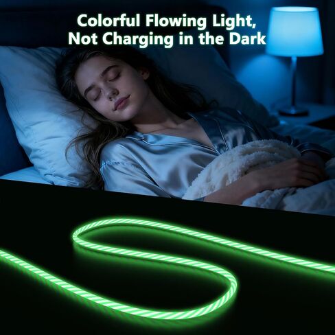 كابل شاحن iPhone 3 في 1 مضيء ومتدفق ومتعدد الألوان RGB، سلك متوهج للسيارة Lightning/Type C/Micro USB لهاتف Apple iPhone 15/14/13/12/11 Pro Max/XR/XS/SE، iPad/Android/Samsung (أخضر 4FT) in Kuwait