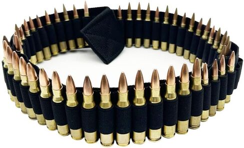 Tactical 63" 100 Rounds Rifle Pistol Shotgun Bullet Cartridge Ammo Belt Bandoleer Shell Holder Hunting Shooting for .308 Win .300 Win 30-06 7.62x54R .44 .45 .460 in Saudi Arabia