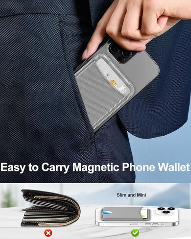 for Magsafe Wallet, Magnetic Card Holder for iPhone 16/15/14/13/12 Series, Magnet Phone Wallet Fit 4 Cards 3 Cash, Ultra-Thin, RFID Blocking, Cream White in Saudi Arabia