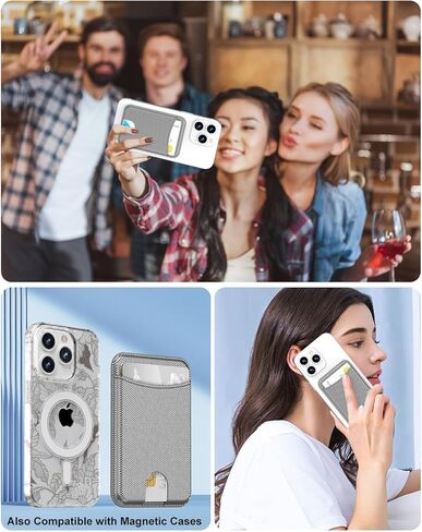for Magsafe Wallet, Magnetic Card Holder for iPhone 16/15/14/13/12 Series, Magnet Phone Wallet Fit 4 Cards 3 Cash, Ultra-Thin, RFID Blocking, Cream White in Saudi Arabia