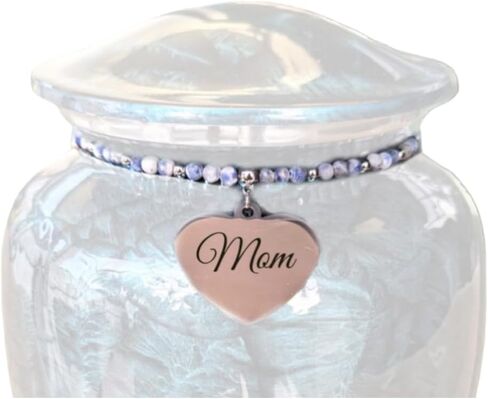 Handmade Beads with Engraved Heart Charm for Small, Medium and Large Urns in Saudi Arabia