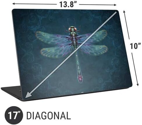 ملصق Skinit للكمبيوتر المحمول متوافق مع الكمبيوتر المحمول العالمي مقاس 17 بوصة (13.8 × 10 بوصة) - تصميم Tate and Co. Mystical Dragonfly in Kuwait
