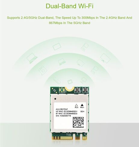 AW-CB375NF Dual-Band Wireless NIC 2.4G/5GHz Dual-Band WiFi 5 Bluetooth 5.0, RTL8822CE-CG Core @XYGStudy (Wireless-AW-CB375NF) in Saudi Arabia