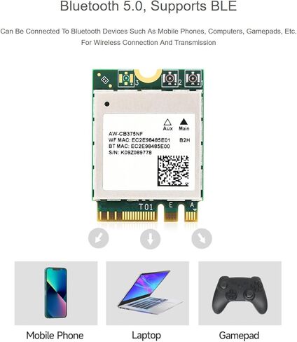 AW-CB375NF Dual-Band Wireless NIC 2.4G/5GHz Dual-Band WiFi 5 Bluetooth 5.0, RTL8822CE-CG Core @XYGStudy (Wireless-AW-CB375NF) in Saudi Arabia