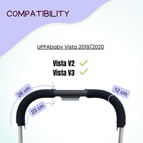 Neoprene Handlebar Covers Compatible with UPPAbaby Vista Strollers (2019-2020) V2, V3 – Protective, Soft Grip Sleeves in Saudi Arabia