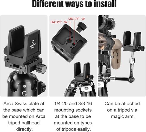 Tripod Mount Adapter for Laser Rangefinder with Arca Swiss Quick Release Plate, 1/4"-20&3/8"-16 Screw Sockets, 2515 in Saudi Arabia