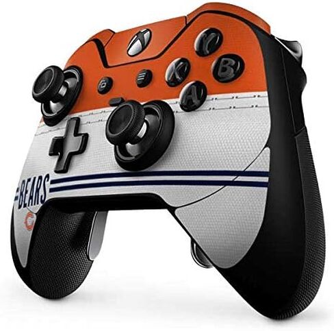 غلاف Skinit المخصص للألعاب متوافق مع وحدة تحكم Xbox One Elite - تصميم مخطط باللون الأبيض مرخص رسميًا من NFL Chicago Bears in Saudi Arabia