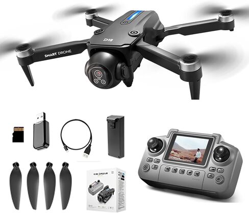 طائرة بدون طيار مع كاميرا مزدوجة 2K عالية الدقة للبالغين والمبتدئين، طائرة بدون طيار واي فاي FPV، شاشة LCD RC، سيلفي بالإيماءات ونقطة الطريق، كاميرا قابلة للإمالة 150 درجة، إقلاع/هبوط بمفتاح واحد، رحلة 45 دقيقة، بطاريتان، هدية للرجال in Kuwait