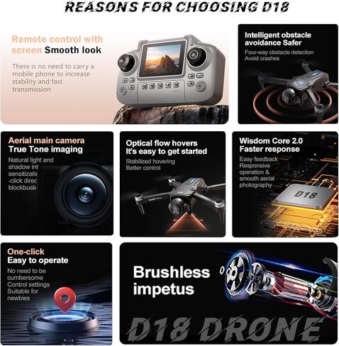 طائرة بدون طيار مع كاميرا مزدوجة 2K عالية الدقة للبالغين والمبتدئين، طائرة بدون طيار واي فاي FPV، شاشة LCD RC، سيلفي بالإيماءات ونقطة الطريق، كاميرا قابلة للإمالة 150 درجة، إقلاع/هبوط بمفتاح واحد، رحلة 45 دقيقة، بطاريتان، هدية للرجال in Kuwait