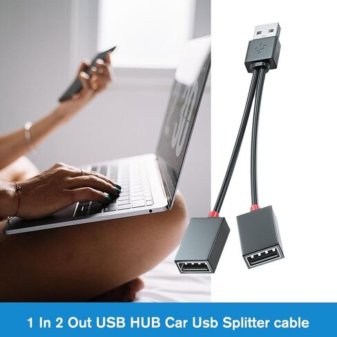 موزع USB للسيارة 1 في 2، سلك محول شحن USB 12 سم، كابل شاحن بلاستيكي متعدد الوظائف للهواتف الذكية وإمدادات الطاقة المحمولة واستخدام السيارة in Saudi Arabia