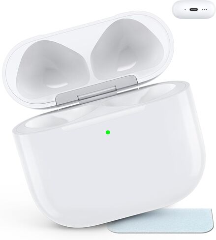 Wireless Charging Case Compatible with AirPods 4, Replacement Case for AirPods 4, Bluetooth Pairing Sync Button, Includes Gray Microfiber Cleaning Cloth, Earbuds Not Included(USB-C Port) in Saudi Arabia