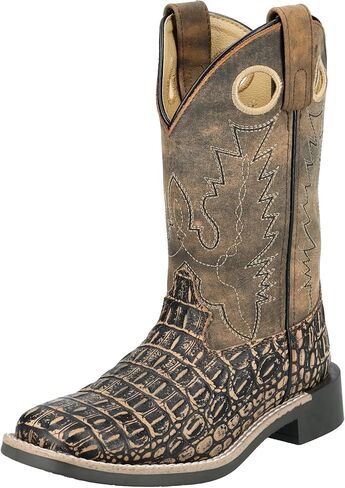 Smoky Mountain Western Boots Boys Gator Print Black Brown 3401C in Kuwait
