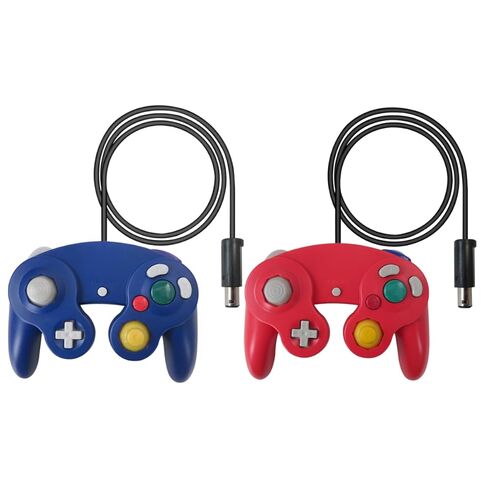 BGEHHCY قطعتان سلكيتان جديدتان لاستبدال وحدة تحكم GameCube المتوافقة مع وحدات تحكم Wii/NGC - قبضة معززة - أحمر وأزرق in Kuwait