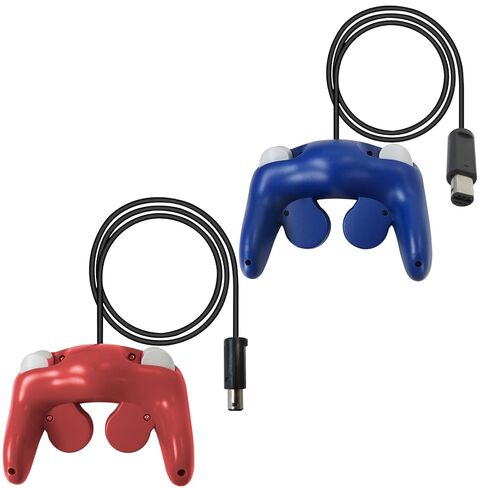 BGEHHCY قطعتان سلكيتان جديدتان لاستبدال وحدة تحكم GameCube المتوافقة مع وحدات تحكم Wii/NGC - قبضة معززة - أحمر وأزرق in Kuwait