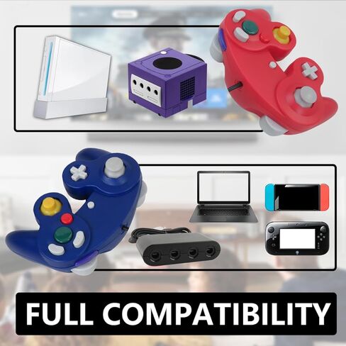 BGEHHCY قطعتان سلكيتان جديدتان لاستبدال وحدة تحكم GameCube المتوافقة مع وحدات تحكم Wii/NGC - قبضة معززة - أحمر وأزرق in Kuwait