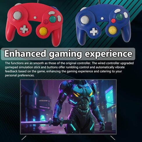 BGEHHCY قطعتان سلكيتان جديدتان لاستبدال وحدة تحكم GameCube المتوافقة مع وحدات تحكم Wii/NGC - قبضة معززة - أحمر وأزرق in Kuwait