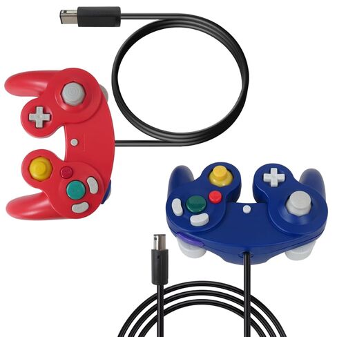 BGEHHCY قطعتان سلكيتان جديدتان لاستبدال وحدة تحكم GameCube المتوافقة مع وحدات تحكم Wii/NGC - قبضة معززة - أحمر وأزرق in Kuwait