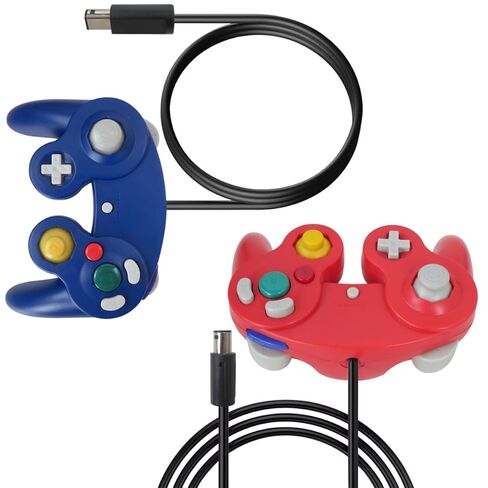 BGEHHCY قطعتان سلكيتان جديدتان لاستبدال وحدة تحكم GameCube المتوافقة مع وحدات تحكم Wii/NGC - قبضة معززة - أحمر وأزرق in Kuwait