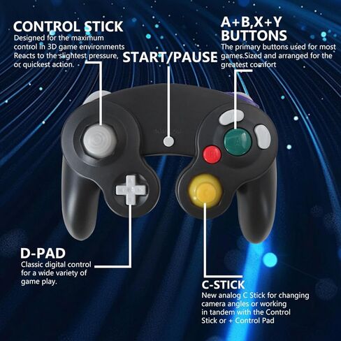 BGEHHCY قطعتان سلكيتان جديدتان لاستبدال وحدة تحكم GameCube المتوافقة مع وحدات تحكم Wii/NGC - قبضة محسنة - أسود in Kuwait