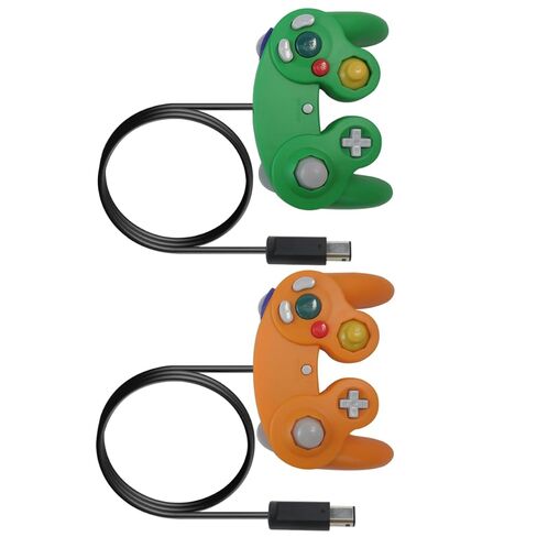 BGEHHCY مجموعة جديدة من قطعتين لوحدات تحكم GameCube لجهاز Wii | تصميم سلكي كلاسيكي | مثالية للألعاب متعددة اللاعبين - البرتقالي والأخضر in Kuwait