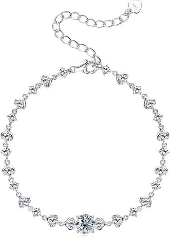 Moissanite Link Bracelet, 3.08cttw D Color VVS1 925 Sterling Silver Adjustable Dainty Flower Bud Design Bracelets for Women Wife Mom Birthday Jewelry Gifts in Saudi Arabia