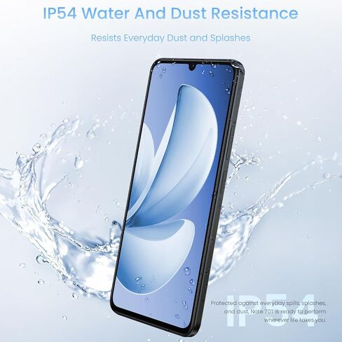 هاتف ذكي Realme Note 70T 4G 4+128 جيجابايت، شاشة 6.75 بوصة، أسود، شاشة 90 هرتز، بطارية 6000 مللي أمبير، كاميرا 32 ميجابكسل، معالج ثماني النواة قوي، حماية ArmorShell، IP54 in Saudi Arabia