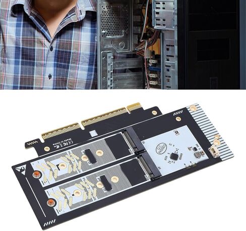 M.2 NVME to PCIe 5.0 X8 Expansion Card, PCIe Gen 5.0 X8 X16 Adapter Card with Bifurcation Support for M.2 2230 2242 2260 2280 SSD, 10 8 in Saudi Arabia