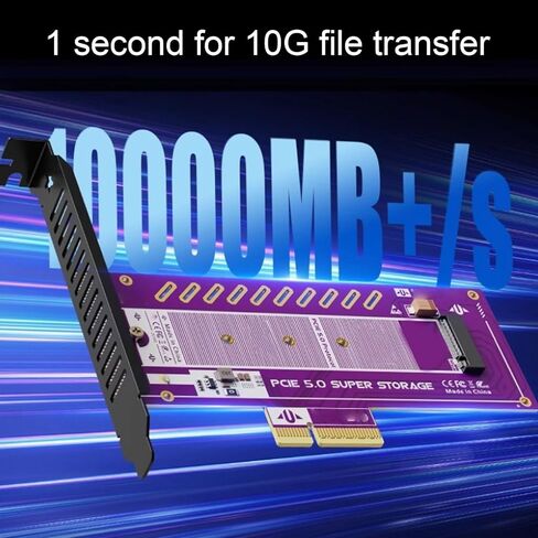 بطاقة محول PCIe 5.0 X4 إلى M.2 NVMe، بطاقة توسيع SSD عالية السرعة بسرعة 128 جيجابت في الثانية مع سرعة قراءة تبلغ 10000 ميجابايت / ثانية لأجهزة الكمبيوتر في محطة عمل الألعاب in Kuwait