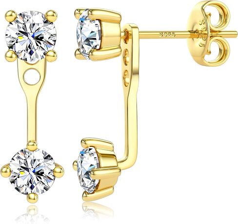Moissanite Stud Earrings 925 Sterling Silver Earring Jacket Women Men Hypoallergenic 18k Gold Filled Studs Trendy Gifts for Her D Color VVS1 Clarity in Saudi Arabia