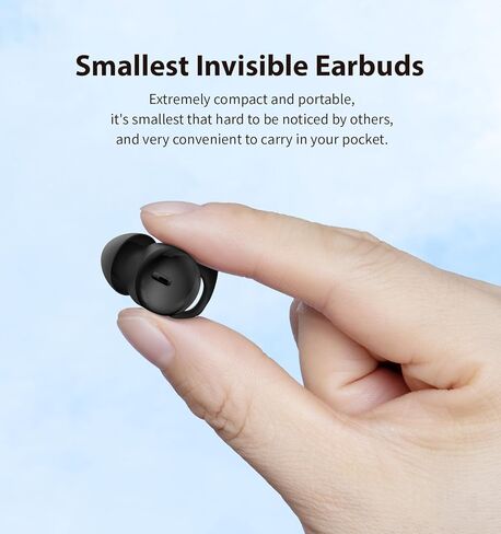 Invisible Sleep Headphones, Sleep Earbuds for Side Sleepers, Mini Noise Blocking Sleep Earphones, Bluetooth 5.3 Wireless Earbuds for Sleeping, Working, Black in Saudi Arabia
