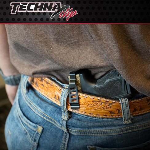 نظام إخفاء مشبك Techna لـ Smith & Wesson Shield (9 مم و.40) - مشبك مسدس فولاذي زنبركي متين عالي الكربون مع طلاء تيفلون - حمل على الجانب الأيمن، مشبك غلوك سهل التركيب (أسود) in Kuwait