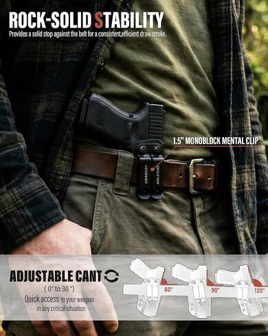 حافظة IWB KYDEX تناسب Glock 43/Glock 43X - حمل حزام الخصر الداخلي - Adj .Cant - قطع بصري in Saudi Arabia