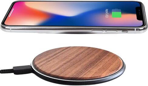 15W Wooden Wireless Charger | Stylish Design Qi Wireless Charger Station | USB Type C Cable | Compatible for iPhone 15 14 13 Pro MAX X Plus, Samsung Galaxy Ultra, Airpods in Saudi Arabia