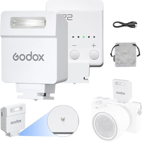 Godox iM22 Mini Flash 5 Power Levels 440 Full-Power IM 22 Small Camera Flashes Speedlite for Canon/Fuji/Sony zve10/Sony zv1/Nikon/Panasonic Olympus Pentax/3S Recycle (Godox iM22 White) in Saudi Arabia