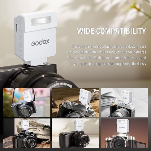 Godox iM22 Mini Flash 5 Power Levels 440 Full-Power IM 22 Small Camera Flashes Speedlite for Canon/Fuji/Sony zve10/Sony zv1/Nikon/Panasonic Olympus Pentax/3S Recycle (Godox iM22 White) in Saudi Arabia