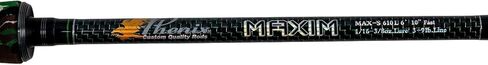 PHENIX RODS Maxim Spinning / 6′10 ″ / 1 PC / 6-12 LB LINE Rating / معتدل / عمل مستدق سريع / 1 / 8-1 / 2 OZ وزن الطعم / أدلة Essex SIC / مقعد بكرة Phenix / مقبض EVA مخصص in Saudi Arabia