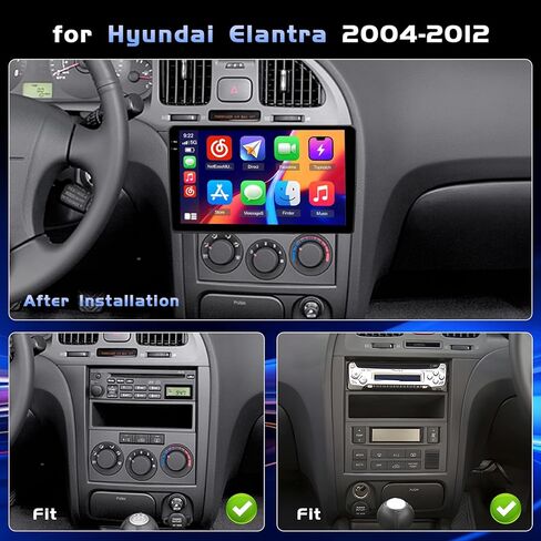 [4+128G] راديو Android 15 لسيارة Hyundai Elantra 2004-2012، 9 بوصات Incell شاشة لمس كاملة ستيريو لاسلكي CarPlay/Android Auto Bluetooth GPS Navigation 5G WiFi FM/RDS + كاميرا احتياطية AHD in Saudi Arabia