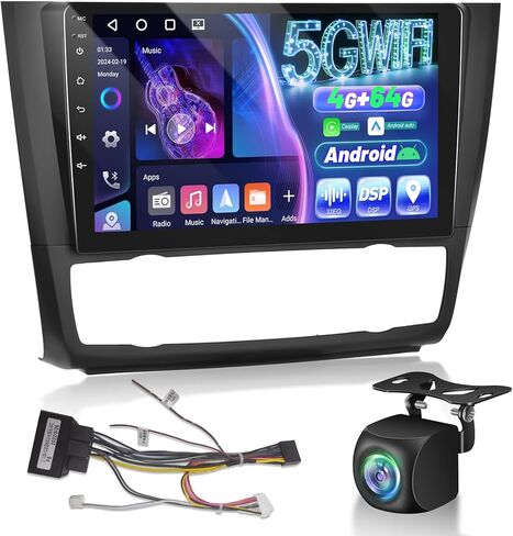 ستيريو سيارة EKAT 8 Core Android 15 لسيارة BMW 1 Series E87 E81 E82 E88 2008-2012 (Auto A/C) - 4G+64G Wireless Carplay & Android Auto - راديو بشاشة تعمل باللمس 9 بوصة مع واي فاي 5 جيجا هرتز، GPS، DSP، SWC in Kuwait