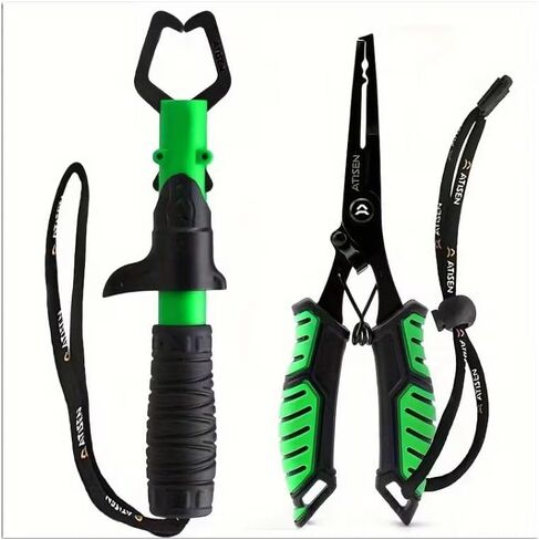 2pcs Durable Stainless Steel Fishing Pliers - Essential Tool for Easy Fish Control and Outdoor Fishing,Green in Saudi Arabia