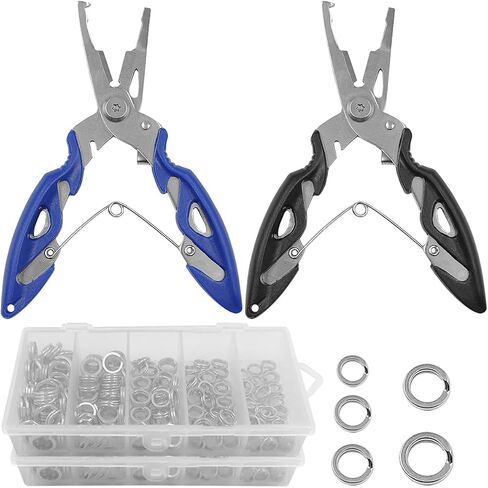 DaKuan 400 PCS High Strength Stainless Steel Split Ring & 2 Pliers Set, Heavy Duty 30-95LB Saltwater Freshwater Fishing Lure Connectors, 5 Sizes for Easy Tackle Repair and Hook Replacement in Saudi Arabia