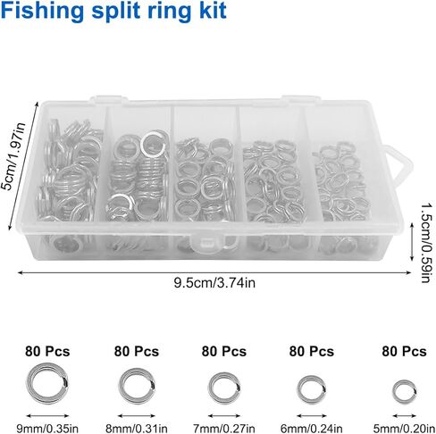 DaKuan 400 PCS High Strength Stainless Steel Split Ring & 2 Pliers Set, Heavy Duty 30-95LB Saltwater Freshwater Fishing Lure Connectors, 5 Sizes for Easy Tackle Repair and Hook Replacement in Saudi Arabia