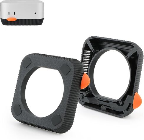 قاعدة حامل لجهاز Mac mini M4 قاعدة تثبيت لتبديد الحرارة مع زر كرتوني لطيف لجهاز Mac mini Desktop Mount Dock سهولة الوصول إلى ملحقات زر الطاقة باللون الأسود in Kuwait