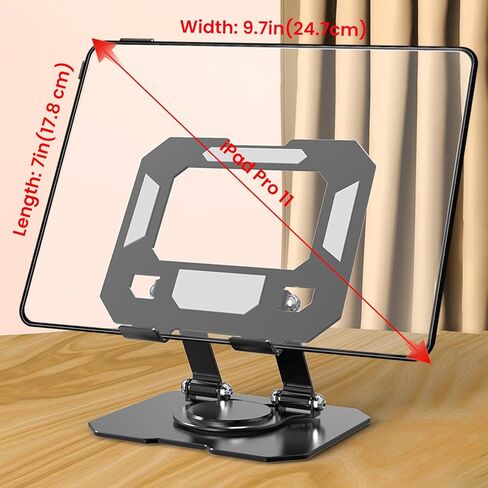 Tablet Stand Holder for Desk, 360° Rotating Adjustable Desktop Tablet Holder, Foldable Aluminum Tablet Mount for iPad Pro, Air, Mini/Samsung Galaxy Tabs and More(4-13 inch)(Silver) in Saudi Arabia