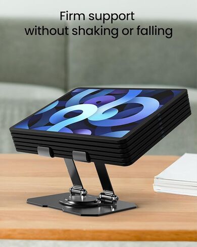 Tablet Stand Holder for Desk, 360° Rotating Adjustable Desktop Tablet Holder, Foldable Aluminum Tablet Mount for iPad Pro, Air, Mini/Samsung Galaxy Tabs and More(4-13 inch)(Silver) in Saudi Arabia