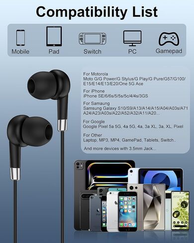Samsung Earbuds Wired 3.5mm Jack Headphones with Microphone, Aux Cord Ear Buds for Galaxy S10 S9 S8 A14 A15 A32 A52 A12 A07 4G iPhone SE 6 in-Ear Earphones Earpods Audifonos for Laptop Gaming Switch in Saudi Arabia
