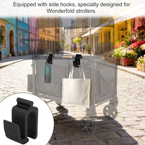 4pcs Multipurpose Side Hooks for Wonderfold Wagon W4, Upgraded Multifunctional Stroller Bag Hooks Clip Replacement Parts Travel Organizer Space-Saving Accessory Accessories for Groceries Diaper Bags in Saudi Arabia