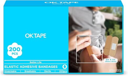 ضمادات لاصقة من القماش من OK TAPE، 200 قيراط، ضمادات معقمة ومرنة للجروح، 3 أحجام، خالية من اللاتكس، قابلة للتنفس، حماية للإسعافات الأولية in Kuwait